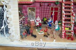 Miniature Santa's Workshop 1/12 dollhouse withelves, fireplace, antique sled, toys