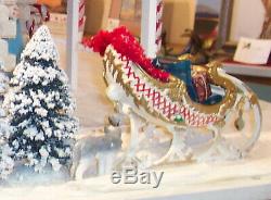 Miniature Santa's Workshop 1/12 dollhouse withelves, fireplace, antique sled, toys