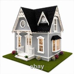 Miniature Victorian Dollhouse with Working Lights Furnished Handmade Display House
