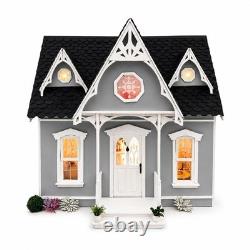 Miniature Victorian Dollhouse with Working Lights Furnished Handmade Display House
