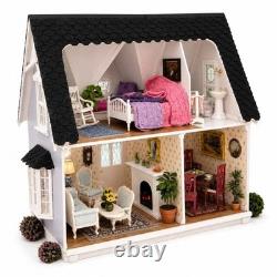 Miniature Victorian Dollhouse with Working Lights Furnished Handmade Display House