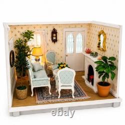 Miniature Victorian Dollhouse with Working Lights Furnished Handmade Display House