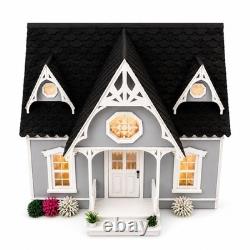 Miniature Victorian Dollhouse with Working Lights Furnished Handmade Display House