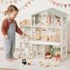 Modern Wooden Doll House for Kids Girls Toddler Dollhouse with 8 Rooms Playset