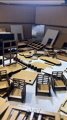 Modern Wooden Dollhouse Plywood, Miniatures with Lighting, modern container home