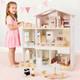Modern Wooden Dollhouse for Kids Girls 8 Rooms Doll House Playset, DIY Pretend