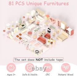 Modern Wooden Dollhouse for Kids Girls 8 Rooms Doll House Playset, DIY Pretend