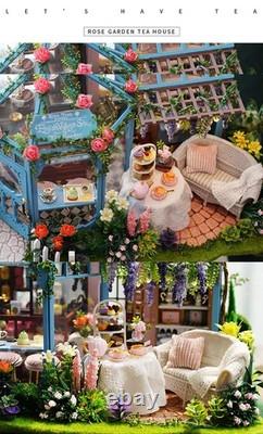 Moin moin DIY Dollhouse Miniature Kit Rose Garden Tea House Greenhouse