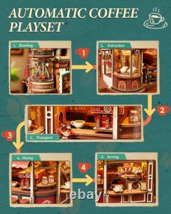 Moving Dream Coffee Factory DIY Miniature House Kit 3D Wooden Puzzles for