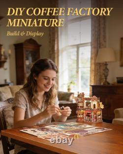 Moving Dream Coffee Factory DIY Miniature House Kit 3D Wooden Puzzles for