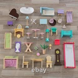 NEW! KidKraft Majestic Mansion Wooden Dollhouse with 34 Pcs, Elevator, Garage, 3+