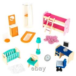 NEW-KidKraft So Chic Wooden Dollhouse with Wheels and 46 Accessories