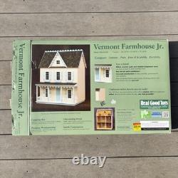 NEW Vermont Farmhouse Jr Wooden Dollhouse Kit by Real Good Toys #MM-JM401 Open