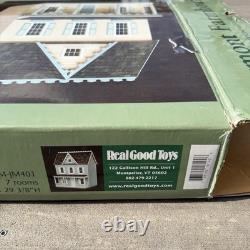 NEW Vermont Farmhouse Jr Wooden Dollhouse Kit by Real Good Toys #MM-JM401 Open