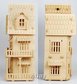 NWFashion Childrens 17 Wooden 6 Rooms DIY Kits Assemble Miniature Doll House