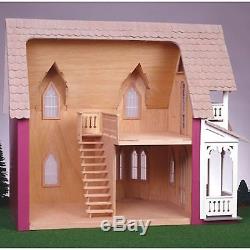 New! Classic Wood Victorian Gothic 2 Floors Porch Girls Dollhouse Wood Kit -new