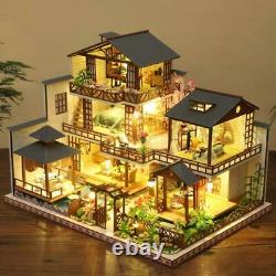 New Diy Japanese Architecture Wooden Dollhouse Assembled Miniature With Furnitur