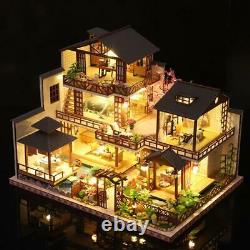 New Diy Japanese Architecture Wooden Dollhouse Assembled Miniature With Furnitur