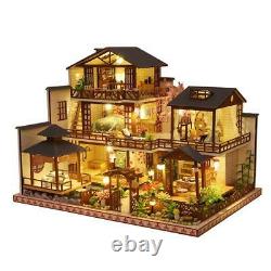 New Diy Japanese Architecture Wooden Dollhouse Assembled Miniature With Furnitur