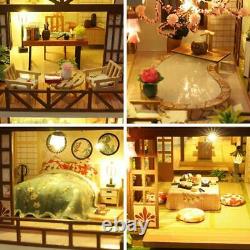 New Diy Japanese Architecture Wooden Dollhouse Assembled Miniature With Furnitur