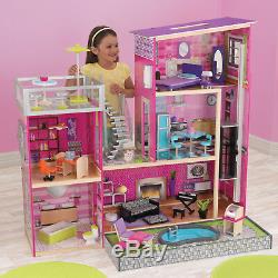 New KidKraft Modern Uptown Wood Barbie Dollhouse 35 Pieces Furniture Playset