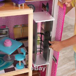 New KidKraft Modern Uptown Wood Barbie Dollhouse 35 Pieces Furniture Playset