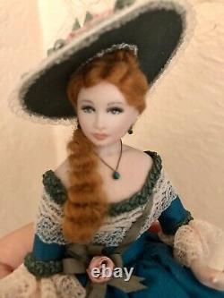 OOAK Vintage Artisan Miniature Dollhouse Doll BEAUTY Silk Victorian Dress & Hat
