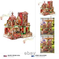 OZJAY Time Post Office DIY Miniature House Kit, 3D Wooden Puzzles for Adults