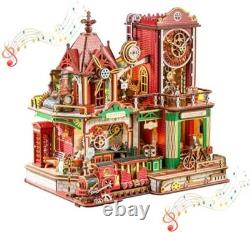 OZJAY Time Post Office DIY Miniature House Kit, 3D Wooden Puzzles for Adults