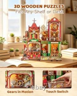 OZJAY Time Post Office DIY Miniature House Kit, 3D Wooden Puzzles for Adults