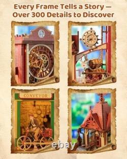 OZJAY Time Post Office DIY Miniature House Kit, 3D Wooden Puzzles for Adults