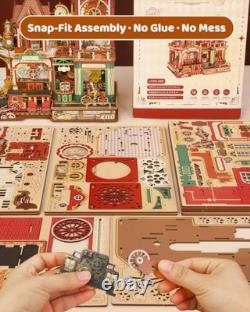 OZJAY Time Post Office DIY Miniature House Kit, 3D Wooden Puzzles for Adults