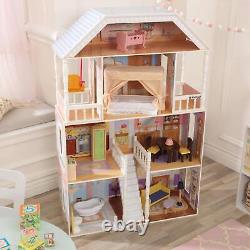 Over 4 Feet Tall Savannah Wooden Dollhouse Detailed Scrollwork with Porch Swing