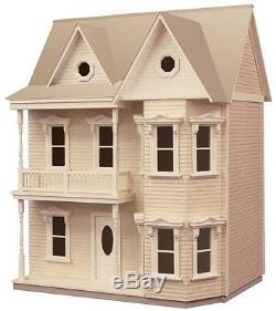 Paintable Stainable 6-Room Princess Anne Victorian Style Dollhouse Kit Craft Set