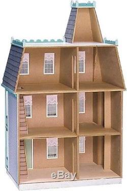 Paintable Stainable 9-Room Townhouse Style Dollhouse Kit Project Craft Set DIY