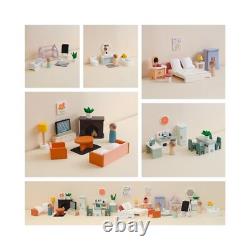 PairPear Wooden Toys Dollhouse, 3 Story Dollhouse Kit with Doll House Accessor