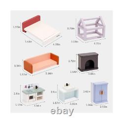 PairPear Wooden Toys Dollhouse, 3 Story Dollhouse Kit with Doll House Accessor