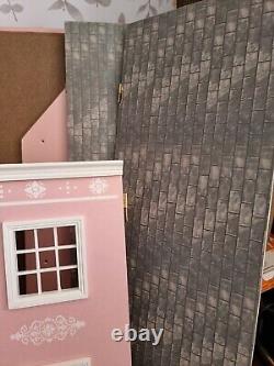 Pink Painted Victorian 3 Storey Mansion Dolls House Flat Pack Kit 112 Scale