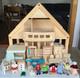 PlanToys Wooden My First Dollhouse Balcony Playset + Furniture + 7 People EUC