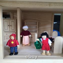 PlanToys Wooden My First Dollhouse Balcony Playset + Furniture + 7 People EUC