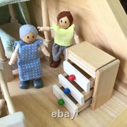 PlanToys Wooden My First Dollhouse Balcony Playset + Furniture + 7 People EUC