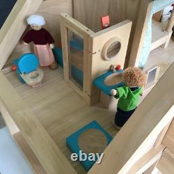 PlanToys Wooden My First Dollhouse Balcony Playset + Furniture + 7 People EUC
