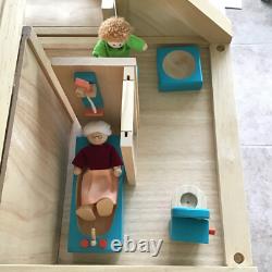 PlanToys Wooden My First Dollhouse Balcony Playset + Furniture + 7 People EUC