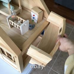PlanToys Wooden My First Dollhouse Balcony Playset + Furniture + 7 People EUC