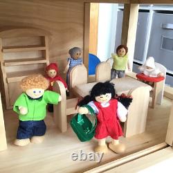 PlanToys Wooden My First Dollhouse Balcony Playset + Furniture + 7 People EUC
