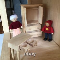 PlanToys Wooden My First Dollhouse Balcony Playset + Furniture + 7 People EUC