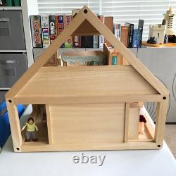 PlanToys Wooden My First Dollhouse Balcony Playset + Furniture + 7 People EUC