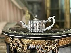 RARE Mini Dollhouse Obadiah Fisher Coveted Sterling Silver Tea Pot Bone Handle