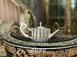 RARE Mini Dollhouse Obadiah Fisher Coveted Sterling Silver Tea Pot Bone Handle