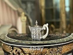 RARE Mini Dollhouse Obadiah Fisher Coveted Sterling Silver Tea Pot Bone Handle